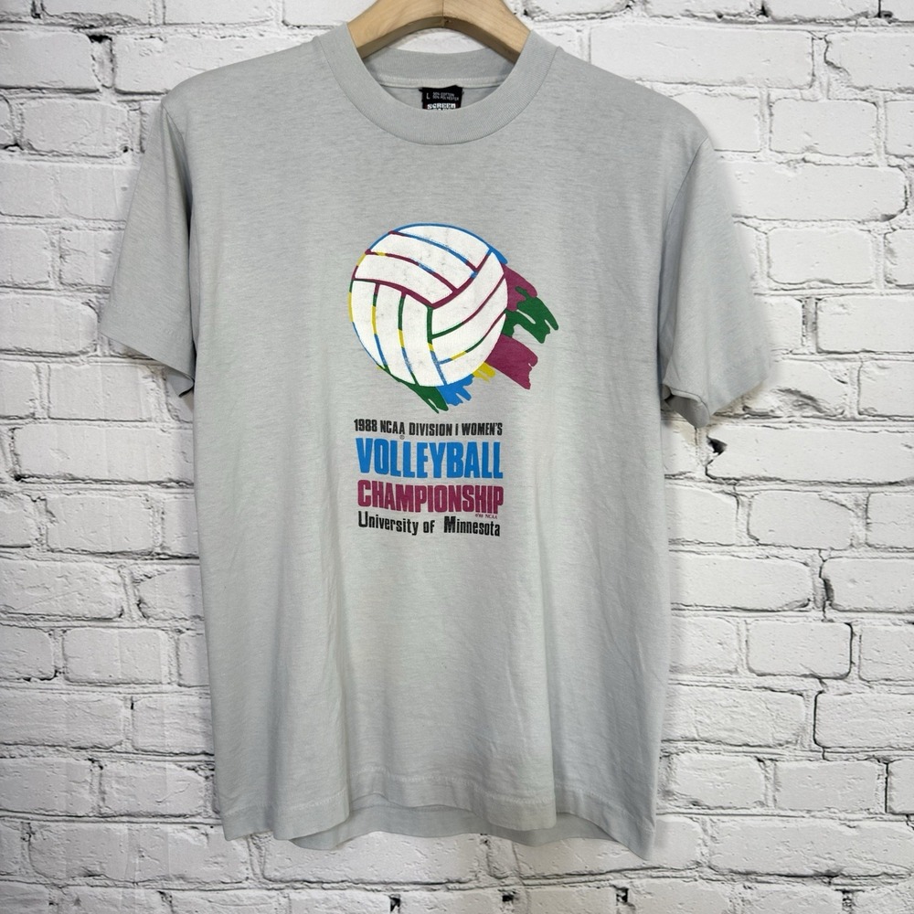 Vtg 80s Screen Stars Minnesota University 1988 Volleyball Championship T Shirt L
